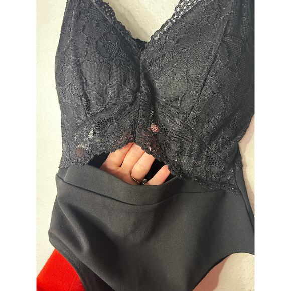 Faded Rose Women Small Black Lace Bodysuit Padded Cut Out Streetwear Party 1 PC - Picture 6 of 8